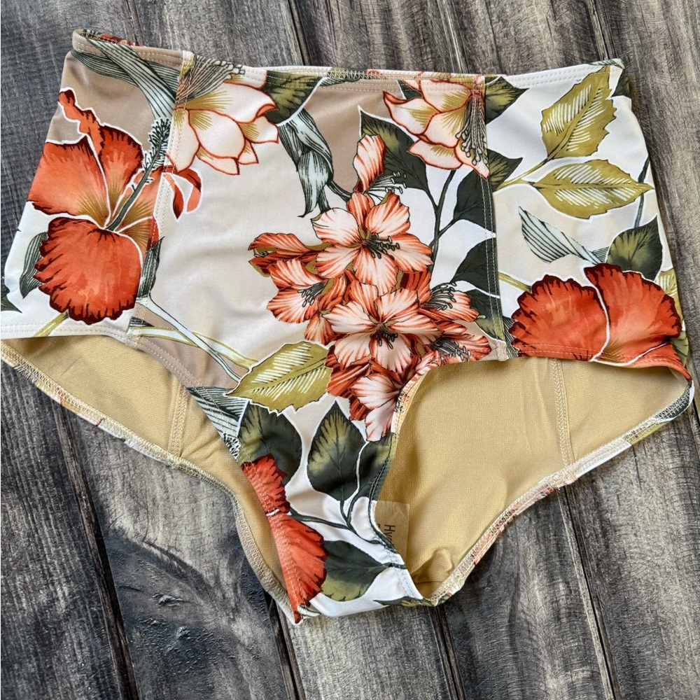 New Kortni Jeane Vintage Hawaiian High Waisted Swim/Bikini Bottoms XS